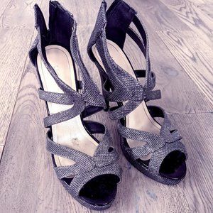 Caparros Stunning Black and Silver Heels Size 8B